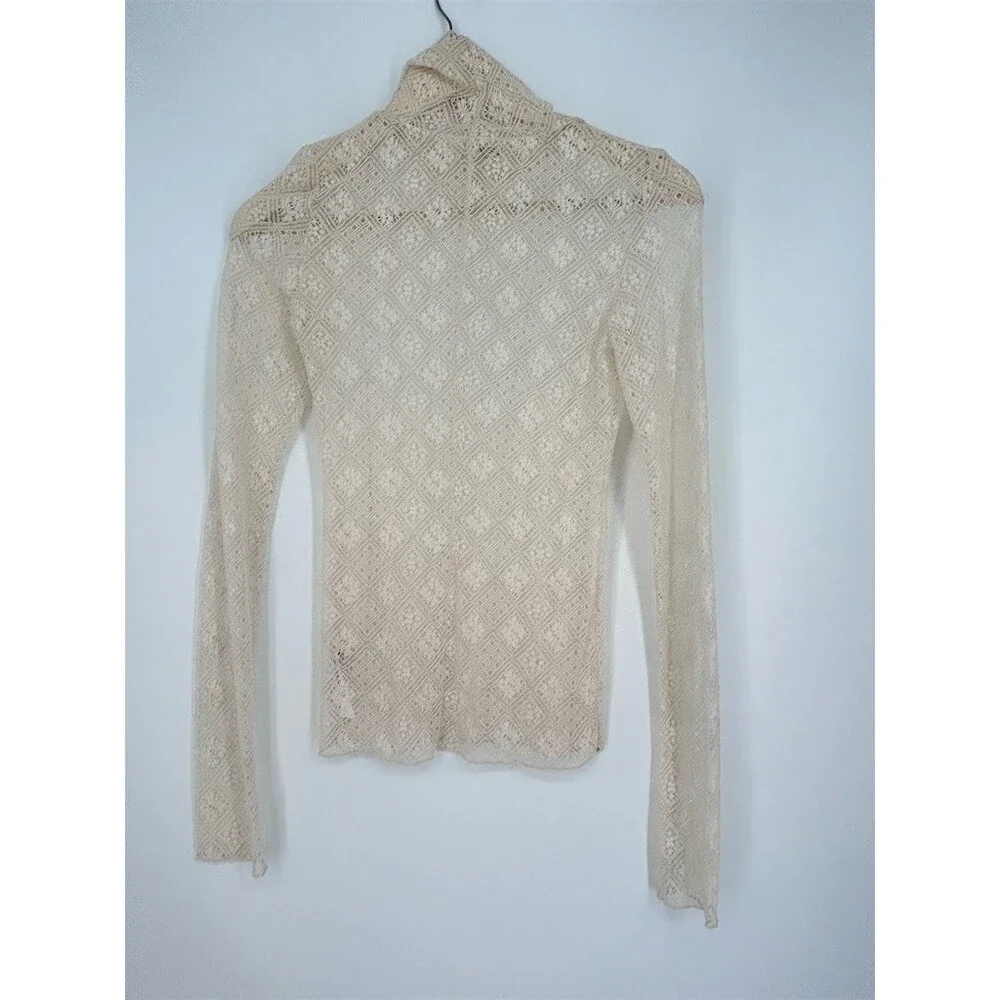 Free People Sweet Memories Lace Turtleneck Feminine Whimsigoth Ivory XS NWOT